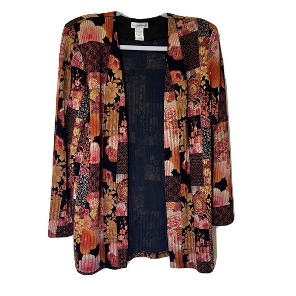Draper's & Damon's Sweaters - Draper's & Damon's Women Small Black Multi Kimono Floral Theme Open Cardigan Top